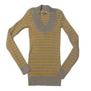 VTG 90's Y2K L.E.I. Ribbed Sweater Gray and Yellow Size Small Juniors Knit Shirt
